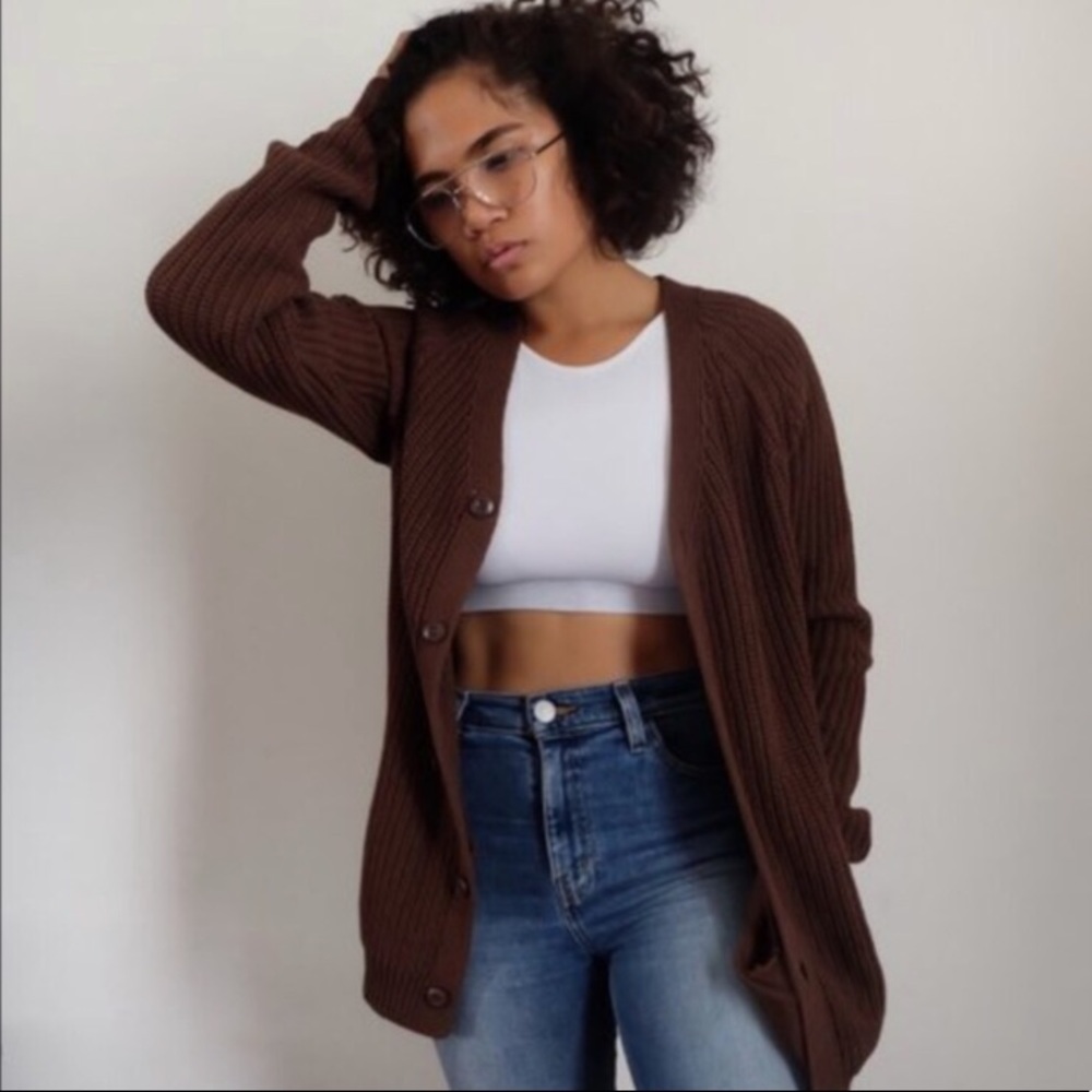 American Apparel Brown Fisherman Cardigan
